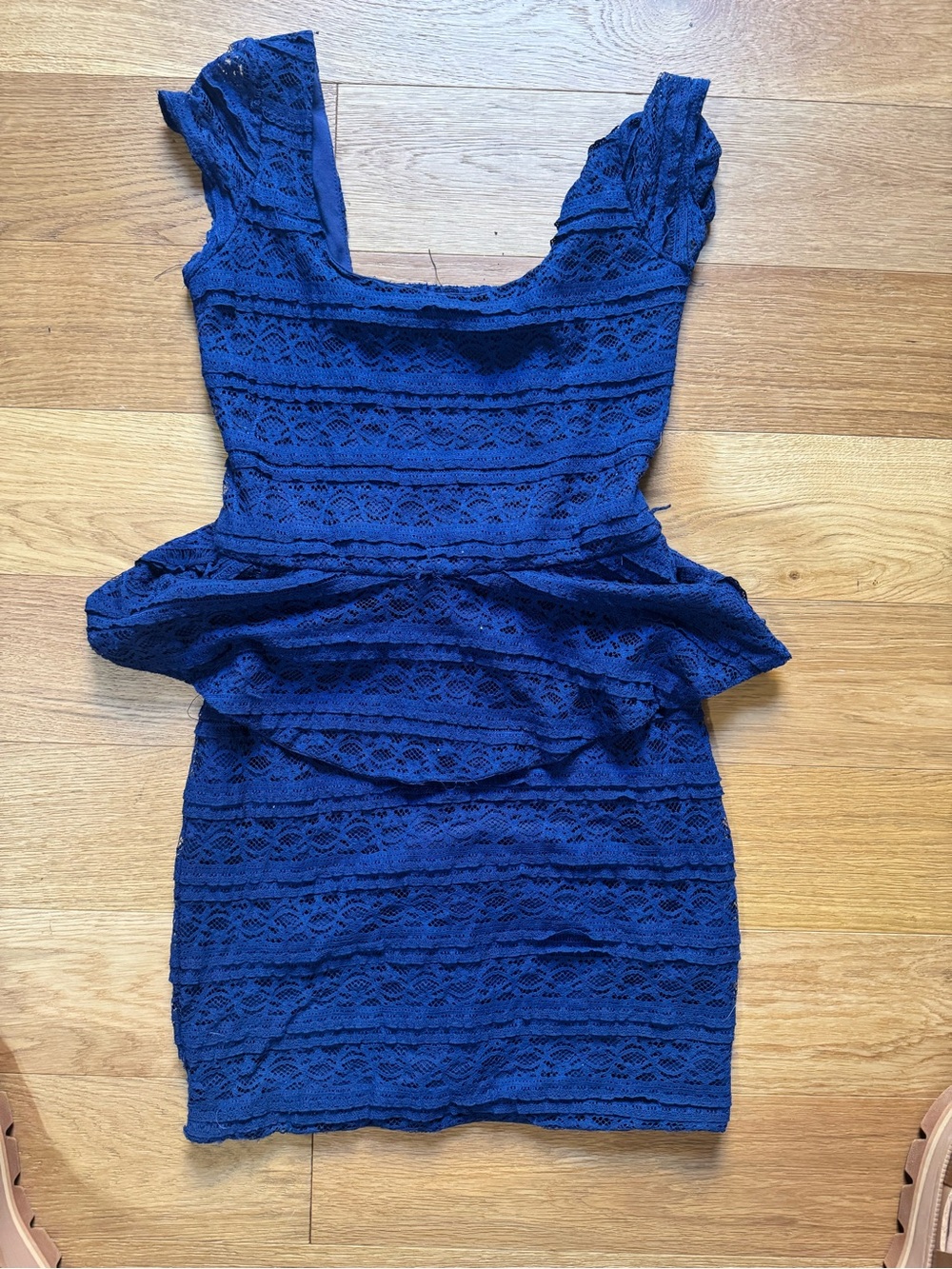 Love Reign Royal Blue Lace Peplum Mini Dress